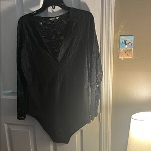 Boohoo Elegant Black Lace Bodysuit